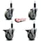 Service Caster 4'' Gray Poly Wheel Swivel 1-1/8'' Expanding Stem Caster Set 2 Brakes, 4PK SCC-EX20S414-PPUB-2-PLB-2-118 - alternate 4